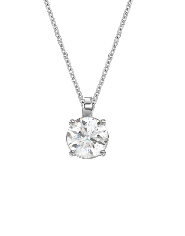 Diamond Pendant - 0.50ct Round Solitaire Lab Grown Diamond Pendant in 14ct White Gold - 788215