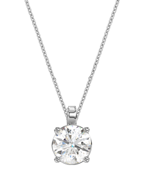 Diamond Pendant - 0.75ct Round Solitaire Lab Grown Diamond Pendant in 14ct White Gold - 788220