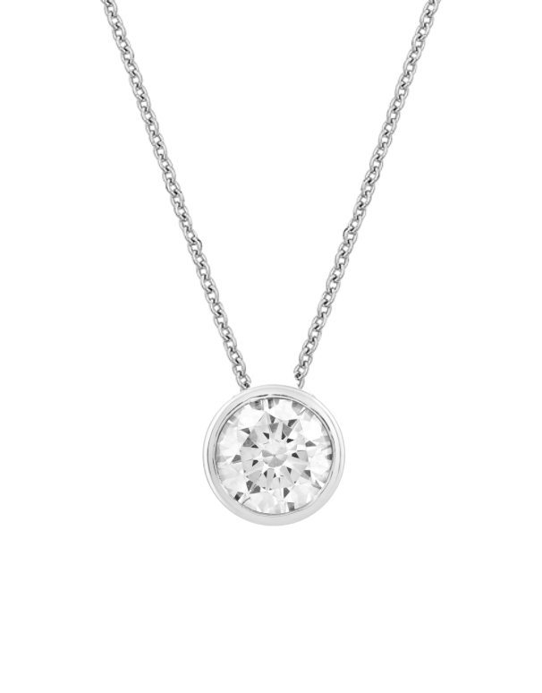Diamond Pendant - 1.00ct Bezel Set Lab Grown Diamond Slider Pendant in 14ct White Gold