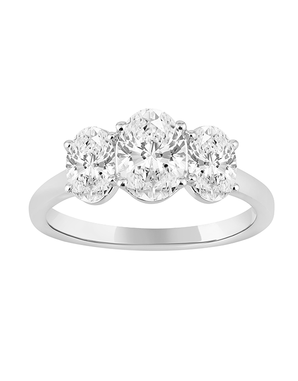 Diamond Ring - 1.50ct Trilogy Oval Lab Grown Diamond Ring, set in 14ct White Gold - 788212