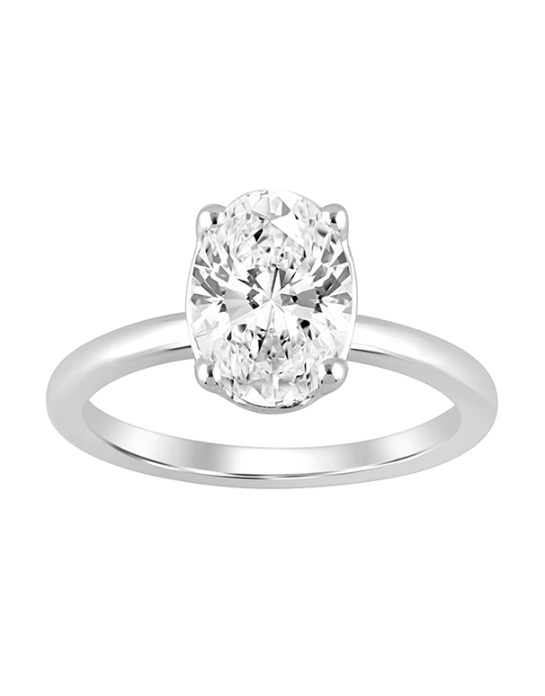 Diamond Ring - 1.00ct Oval Solitaire Lab Grown Diamond Engagement Ring in 14ct White Gold