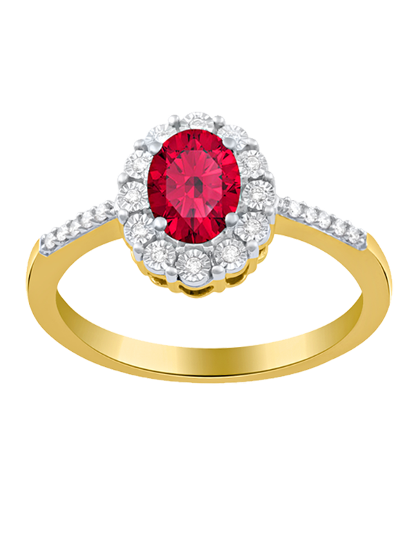 Ruby Ring - 14ct Yellow Gold Natural Ruby and Diamond Ring - 780322