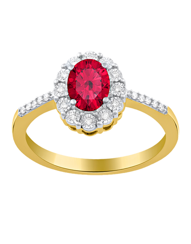 Ruby Ring - 14ct Yellow Gold Natural Ruby and Diamond Ring - 780322