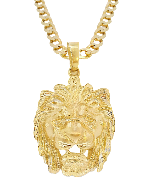 Men's Pendant - 10ct Yellow Gold Lion's Head Pendant - 781321