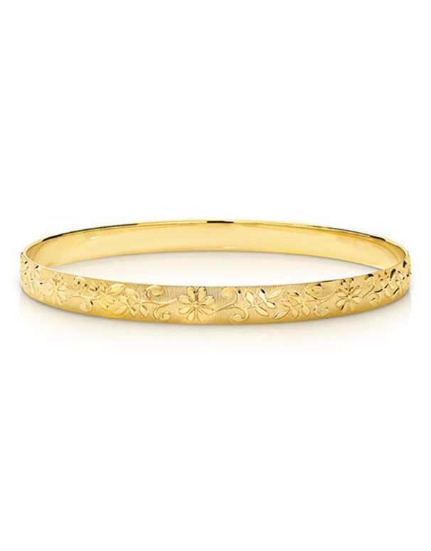 Gold Bangle - 10ct Solid Engraved Bangle - 782388