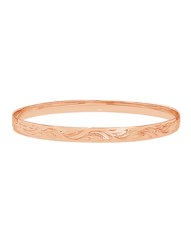 Gold Bangle - 10ct Rose Gold Solid Engraved Bangle - 782392