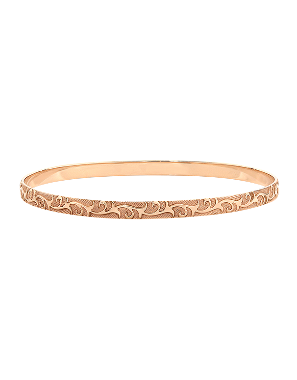 Gold Bangle - 10ct Rose Gold Embossed Solid Bangle - 782393