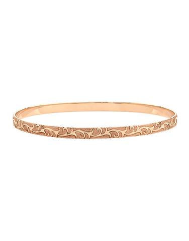 Gold Bangle - 10ct Rose Gold Embossed Solid Bangle - 782393