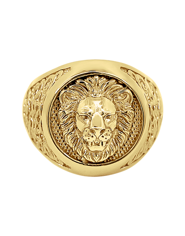 Men's Ring - 10ct Yellow Gold Mens Lion Ring - 783992