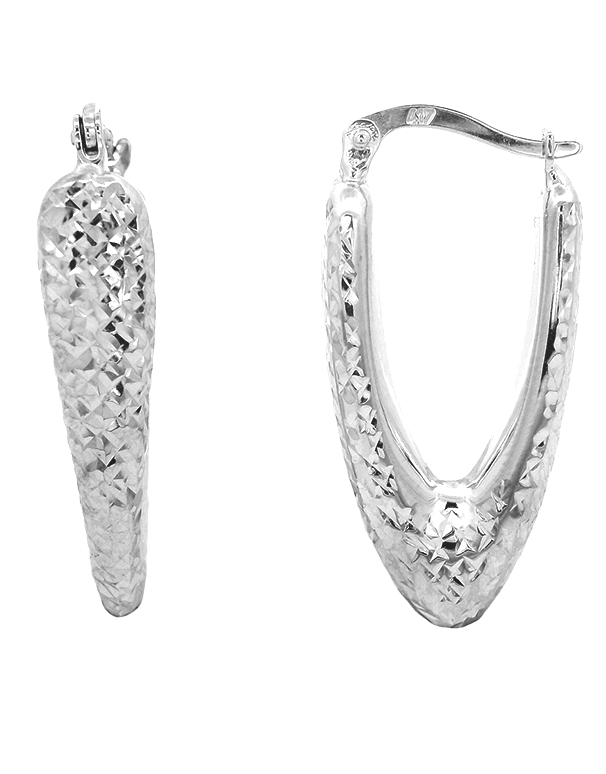 Gold Earrings - 10ct White Gold Hoop Earrings - 784022