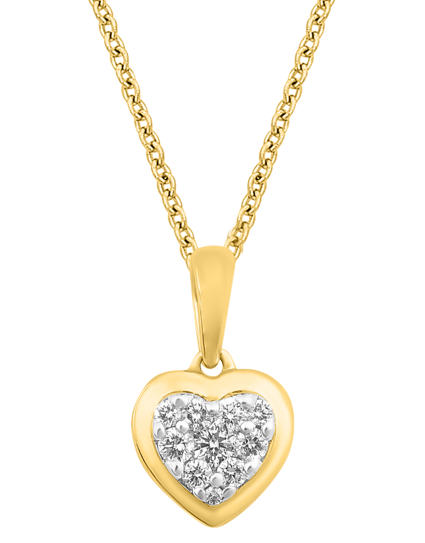 Diamond Pendant - 10ct Yellow Gold Diamond Set Heart Pendant - 784031