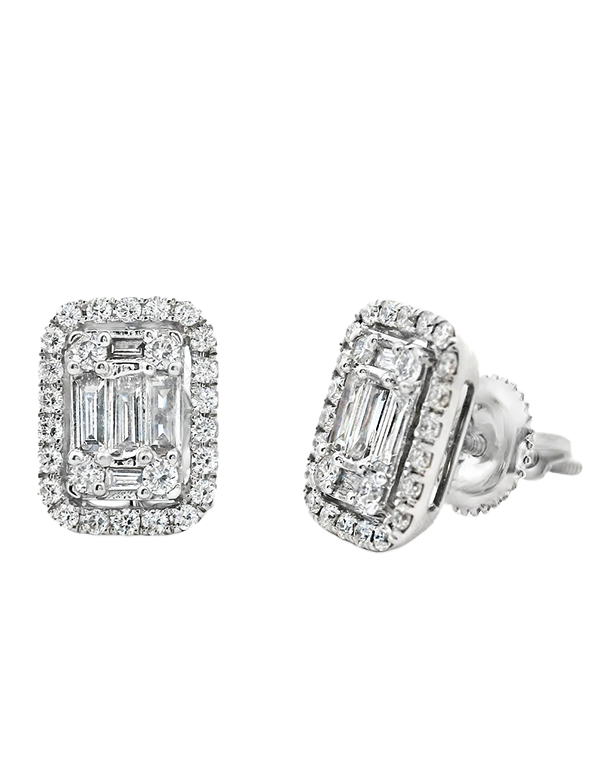 Diamond Earrings - 10ct White Gold Diamond Set Stud Earrings -784144