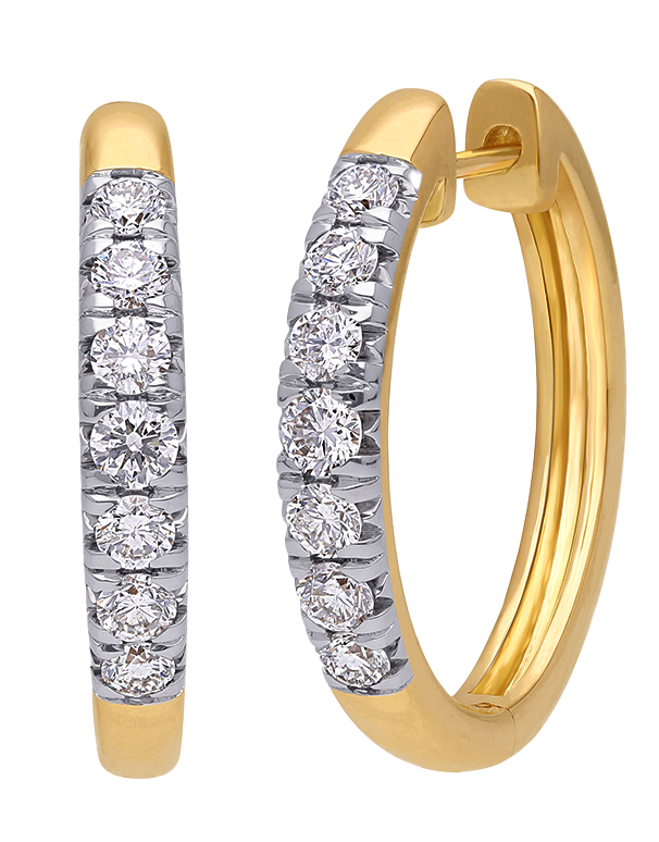 Diamond Earrings - 10ct Yellow Gold Diamond Set Hoop Earrings - 784164