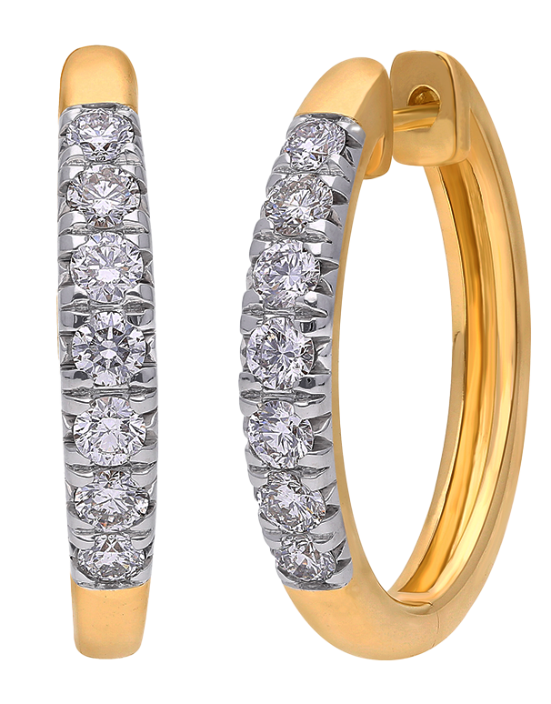 Diamond Earrings - 10ct Yellow Gold Diamond Set Hoop Earrings - 784168