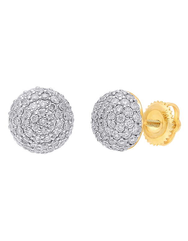 Diamond Earrings - 10ct Yellow Gold Diamond Set Dome Stud Earrings -784188