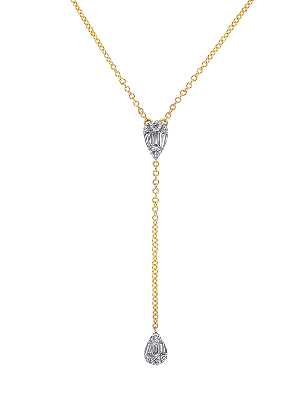 Diamond Necklet - 10ct Yellow Gold Diamond Set Y Necklet - 784211