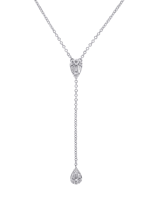 Diamond Necklet - 10ct White Gold Diamond Set Y Necklet - 784212
