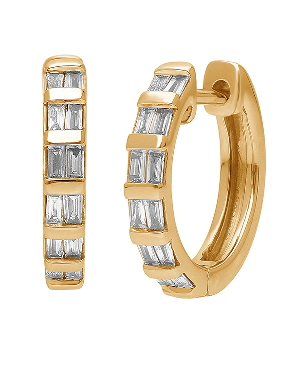 Diamond Earrings - 10ct Yellow Gold Diamond Set Hoop Earrings - 784270