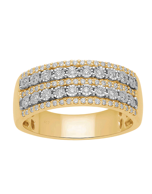 Diamond Ring - 10ct Yellow Gold Diamond Set Ring - 784320