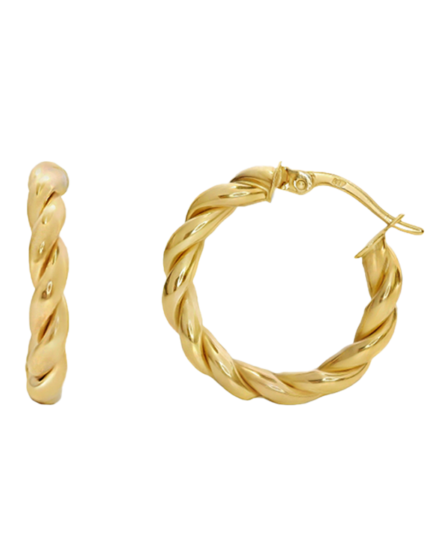 Gold Earrings -10ct Yellow Gold Twist Hoop Earrings-784477