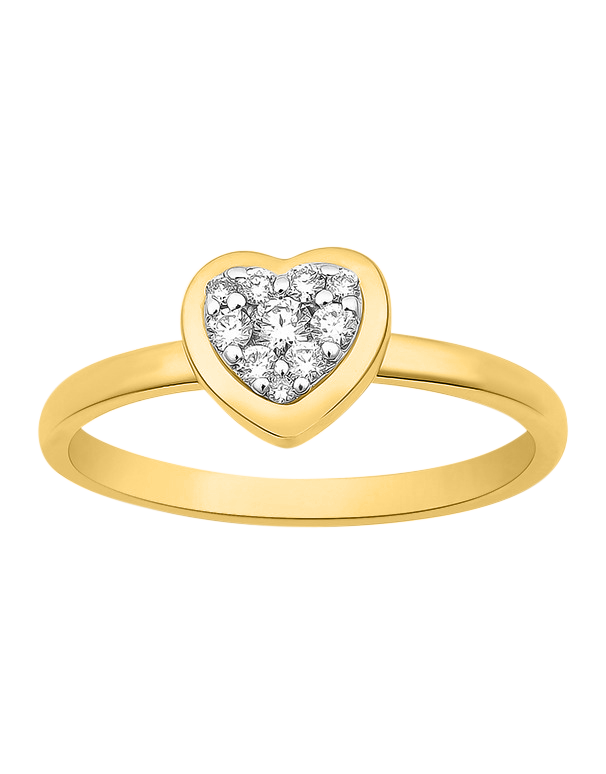 Diamond Ring - 10ct Yellow Gold Diamond Set Heart Ring - 784511