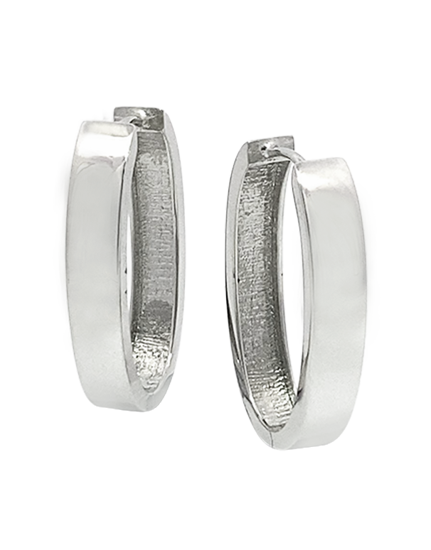 Gold Earrings - 10ct White Gold Polished Oval 5mm Hoop Earrings - 784669