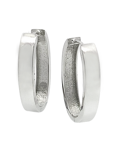 Gold Earrings - 10ct White Gold Polished Oval 5mm Hoop Earrings - 784669