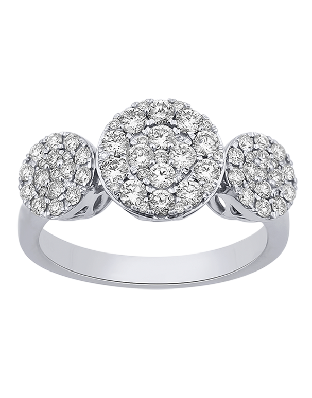 Diamond Ring - 14ct White Gold Diamond Set Trio Ring - 785007