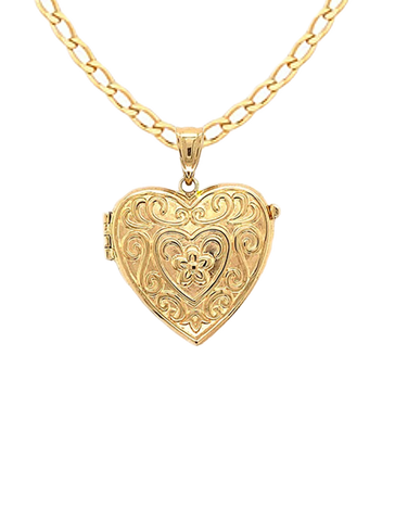 Gold Pendant- 10ct Yellow Gold Heart Locket- 785202