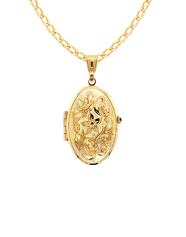 Gold Pendant- 10ct Yellow Gold Oval Locket- 785203