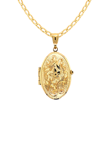 Gold Pendant- 10ct Yellow Gold Oval Locket- 785203
