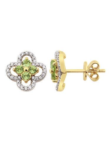 Peridot Earrings - 10ct Yellow Gold Peridot & Diamond Earrings - 786254