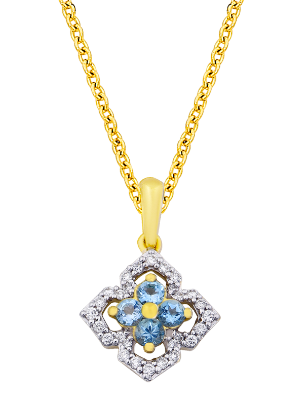 Blue Topaz Pendant - 10ct Yellow Gold Blue Topaz & Diamond Pendant - 786261
