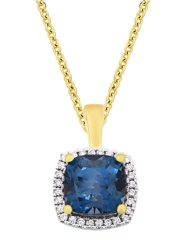 London Blue Topaz Pendant - 10ct Yellow Gold London Blue Topaz & Diamond Pendant - 786282