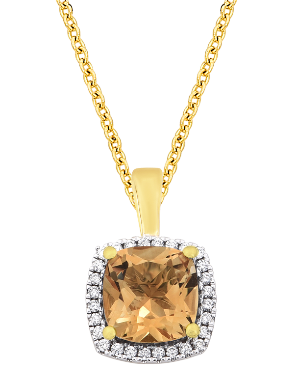 Citrine Pendant - 10ct Yellow Gold Citrine & Diamond Pendant - 786284