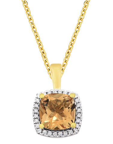 Citrine Pendant - 10ct Yellow Gold Citrine & Diamond Pendant - 786284