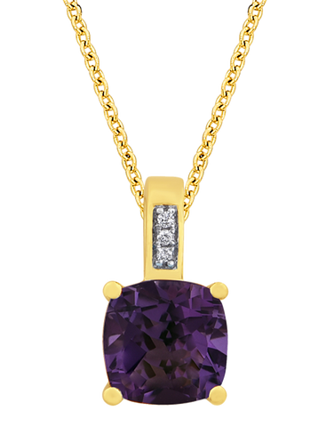 Amethyst Pendant - 10ct Yellow Gold Amethyst & Diamond Pendant - 786292