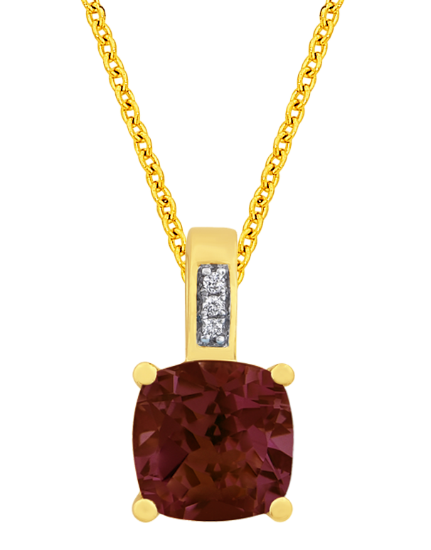 Garnet Pendant - 10ct Yellow Gold Garnet & Diamond Pendant - 786296