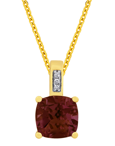 Garnet Pendant - 10ct Yellow Gold Garnet & Diamond Pendant - 786296