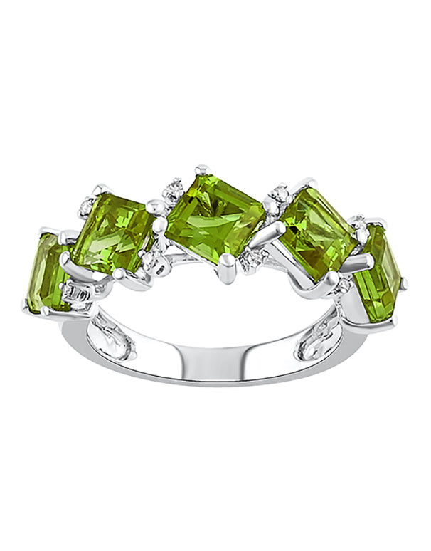 Peridot Ring - 10ct White Gold Peridot and Diamond Ring - 786378  - Salera's Melbourne, Victoria and Brisbane, Queensland Australia