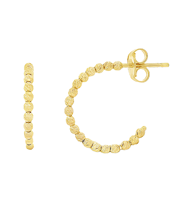 Scintilla Earrings - Scintilla 10ct Yellow Gold Diamond Cut Half Hoop Stud Earrings - 786552