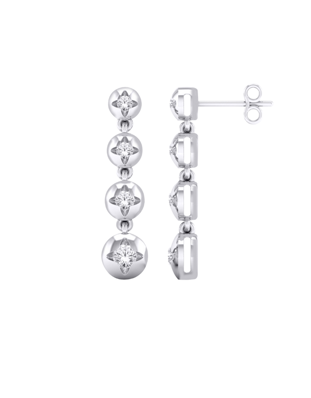 Diamond Earrings - 10ct White Gold Diamond Drop Earrings - 786579