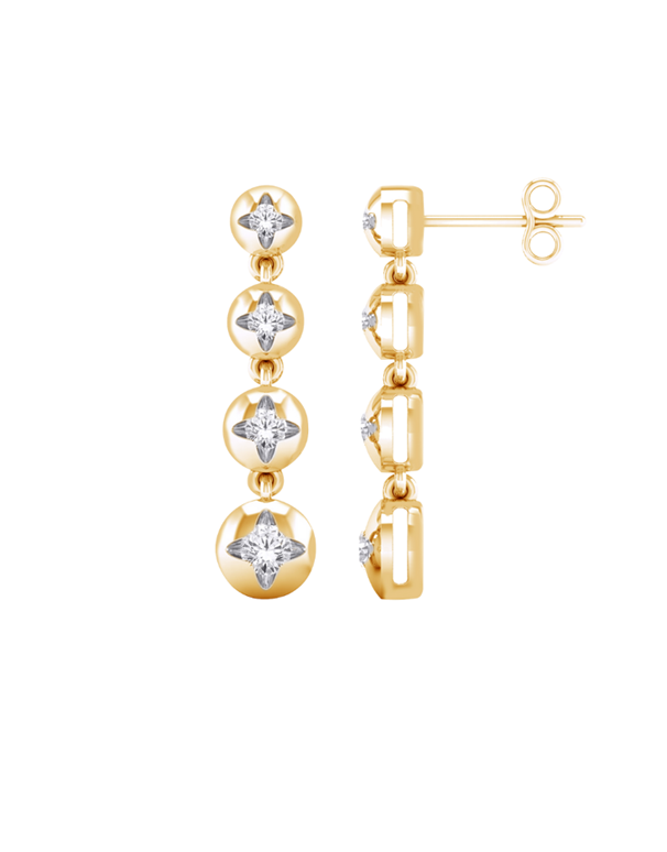 Diamond Earrings - 10ct Yellow Gold Diamond Drop Earrings - 786580