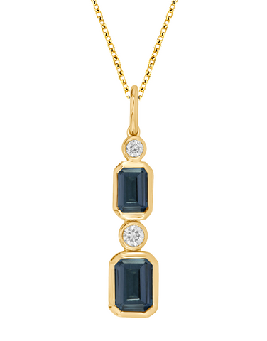 London Blue Topaz Pendant - 10ct Yellow Gold London Blue Topaz and Diamond Pendant - 786647