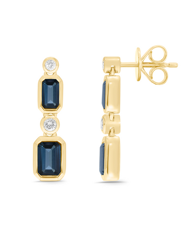 London Blue Topaz Earrings - 10ct Yellow Gold London Blue Topaz and Diamond Earrings - 786651