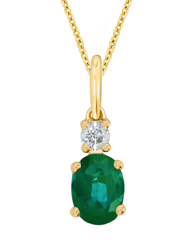 Emerald Pendant 10ct Yellow Gold Emerald and Diamond Pendant 78666