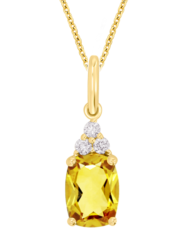 Citrine Pendant - 10ct Yellow Gold Citrine and Diamond Pendant - 786669