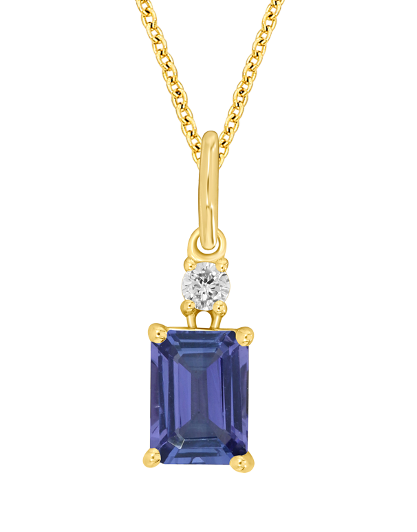 Tanzanite Pendant - 10ct Yellow Gold Tanzanite and Diamond Pendant - 786675