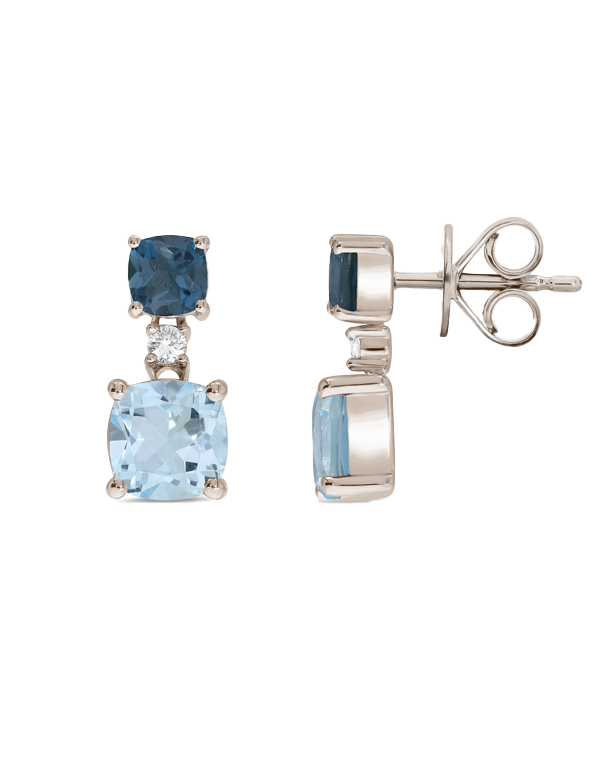 Blue Topaz Earrings - 10ct White Gold London Blue Topaz, Blue Topaz & Diamond Earrings - 786682