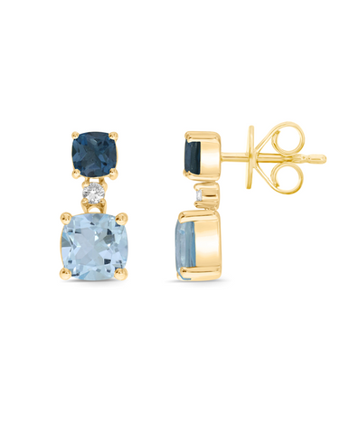 Blue Topaz Earrings - 10ct White Gold London Blue Topaz, Blue Topaz & Diamond Earrings - 786682